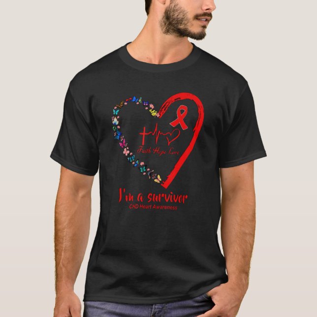 Butterfly Heart I'm A Survivor CHD Heart Disease A T-Shirt (Vorderseite)