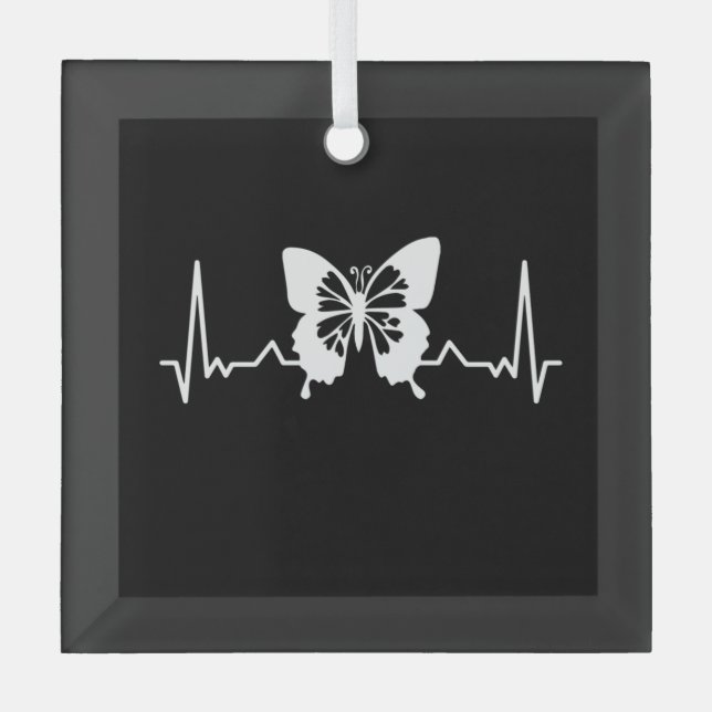 Butterfly Heartbeat Ornament Aus Glas (Vorderseite)