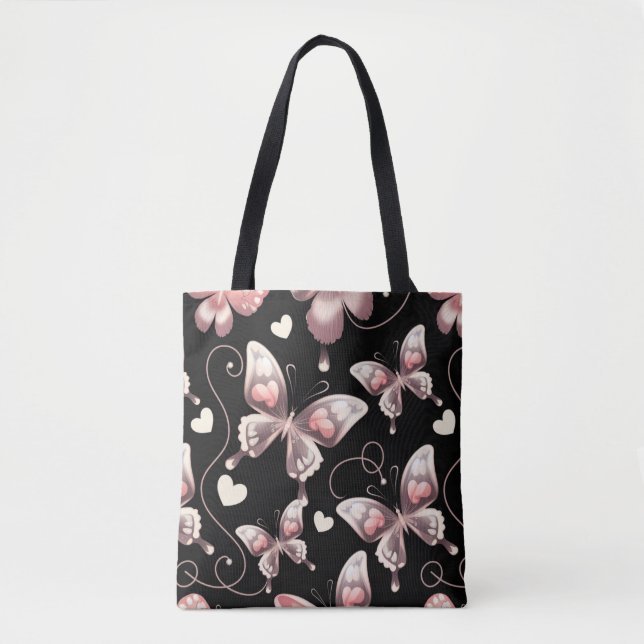 Butterfly Hearts Shopping Errand Tote Bag (Vorderseite)