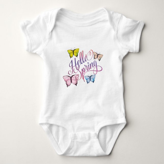 Butterfly Hello Spring Baby Strampler (Vorderseite)