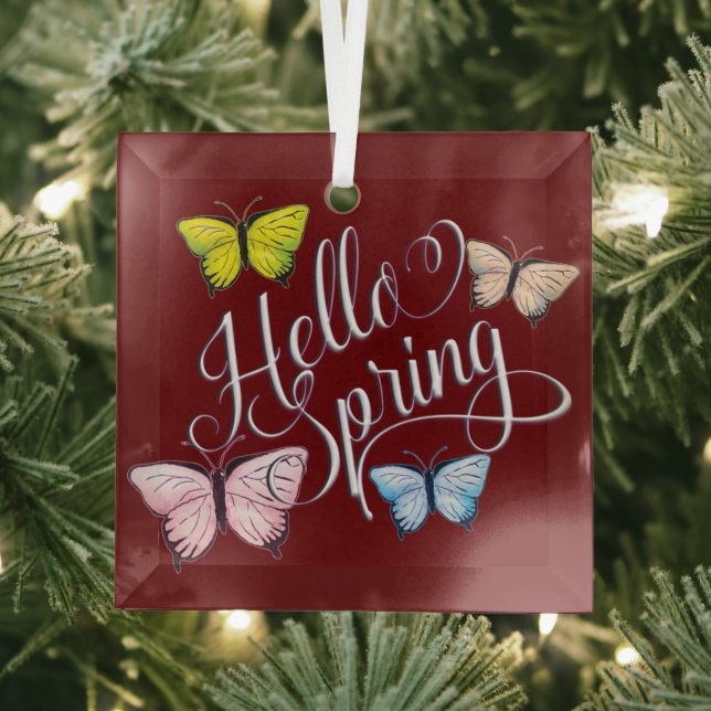 Butterfly Hello Spring Ornament Aus Glas (Insitu)