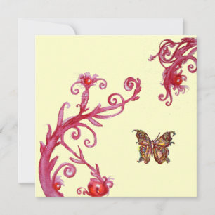 BUTTERFLY, hellrot weiß Einladung