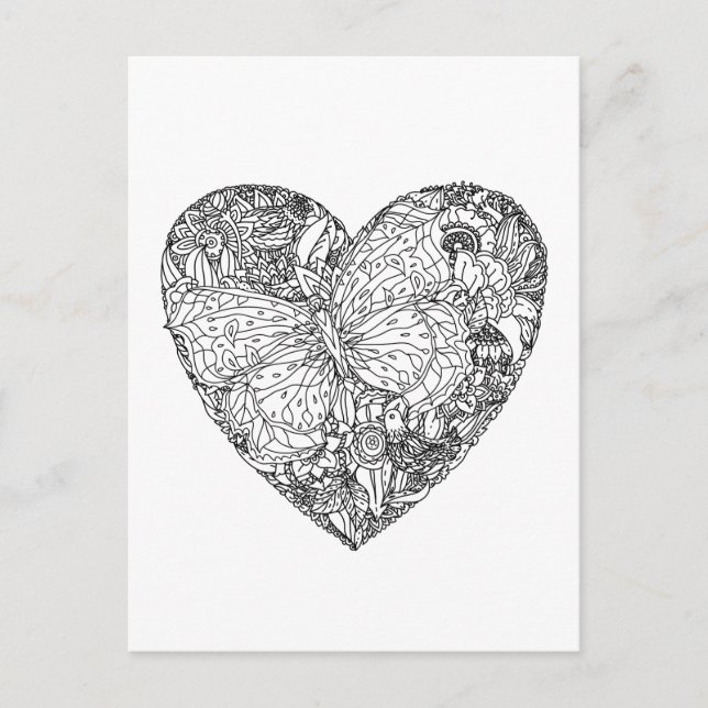 Butterfly-Herzmuster Postkarte (Vorderseite)