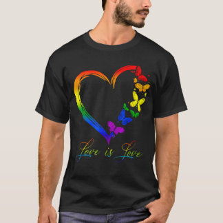 Butterfly Herzrasen Liebe ist Liebe Lesb Lesb T-Shirt