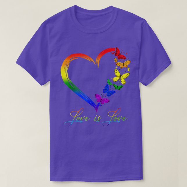 Butterfly Herzrasen Liebe ist Liebe LGB Gay Lesbi T-Shirt (Design vorne)
