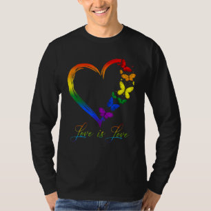 Butterfly Herzrasen Liebe ist Liebe LGBT Gay Lesb T-Shirt