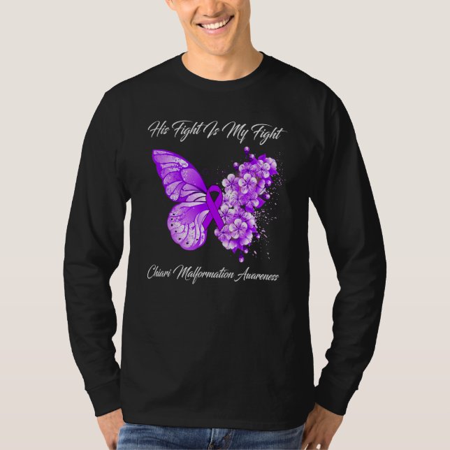 Butterfly His Fight Is My Fight Chiari Malformatio T-Shirt (Vorderseite)