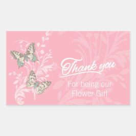 Butterfly Hochzeit Blume danke dir pink Rechteckiger Aufkleber