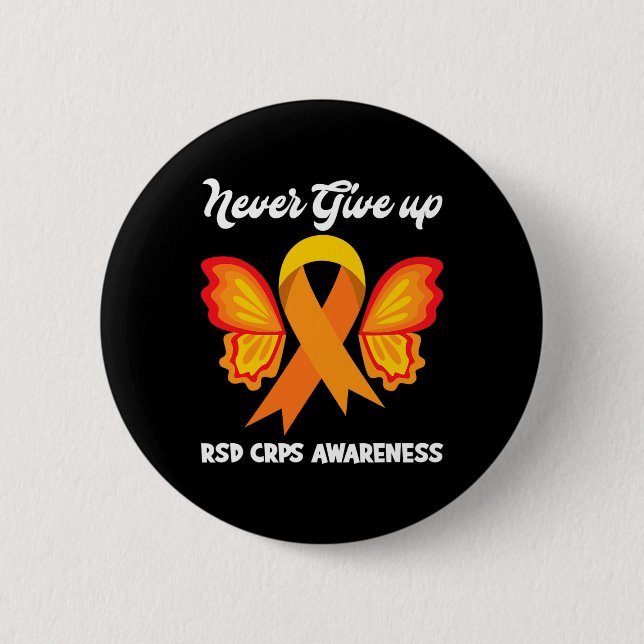 Butterfly Hope Fighter Orange Ribbon RSD CRPS Awar Button (Vorderseite)