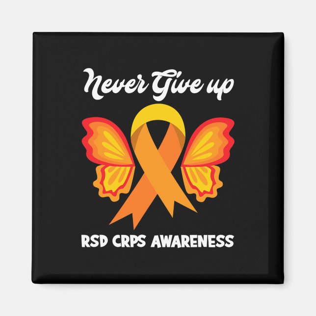 Butterfly Hope Fighter Orange Ribbon RSD CRPS Awar Magnet (Vorne)
