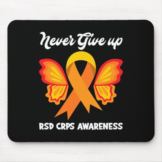 Butterfly Hope Fighter Orange Ribbon Rsd Crps Awar Mousepad (Vorne)