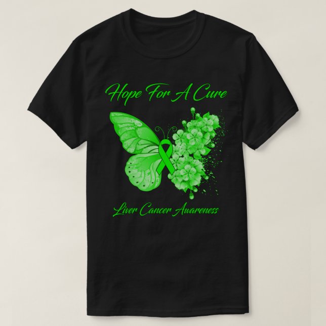 Butterfly Hope For A Cure Liver Cancer Awareness T-Shirt (Design vorne)
