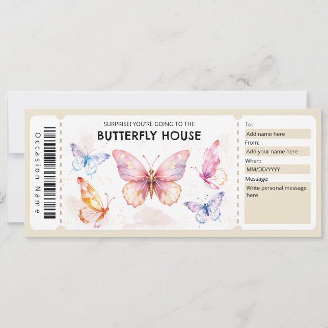  Butterfly House Gift Certificate Einladung (Vorderseite)