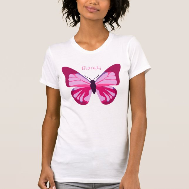 Butterfly Hübsch Pink Lila T-Shirt (Vorderseite)