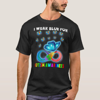 Butterfly I Wear Blue For Autism Awareness Funny T-Shirt