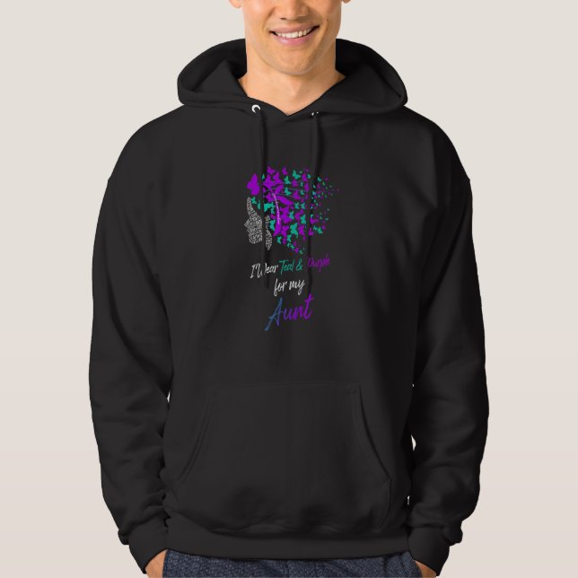 Butterfly I Wear Teal & Purple For Aunt Suicide Pr Hoodie (Vorderseite)