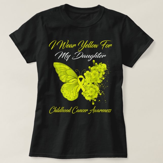 Butterfly I Wear Yellow For My Daughter Childhood T-Shirt (Design vorne)