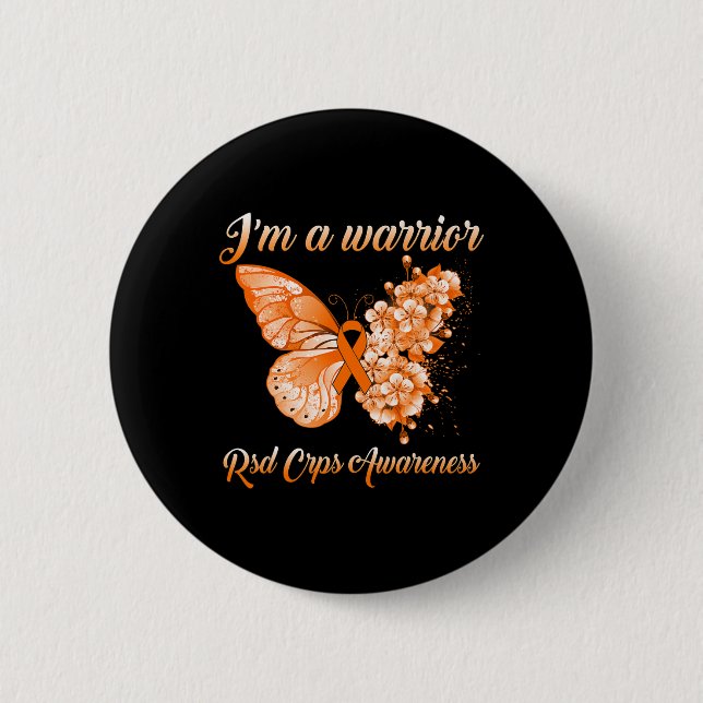 Butterfly Ich bin ein Krieger Rsd Crps Bewusstsein Button (Vorderseite)