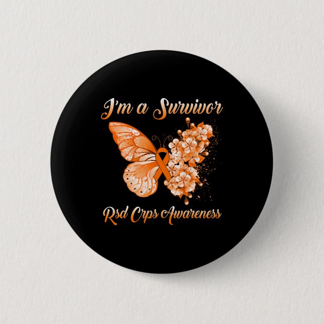 Butterfly Ich bin ein Survivor RSD CRPS Bewusstsei Button (Vorderseite)