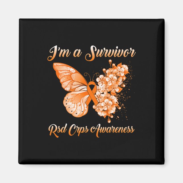 Butterfly Ich bin ein Survivor RSD CRPS Bewusstsei Magnet (Vorne)