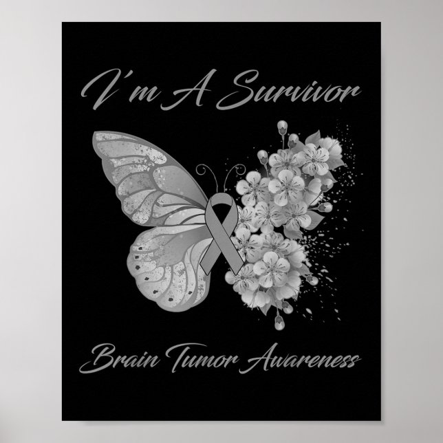 Butterfly Ich bin ein Überlebender Hirntumorbewuss Poster (Vorne)