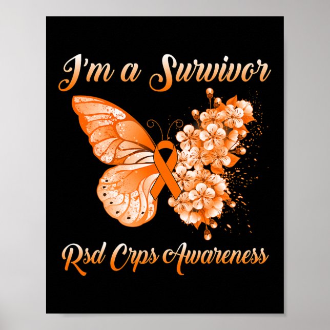 Butterfly Ich bin ein Überlebender Rsd Crps Bewuss Poster (Vorne)