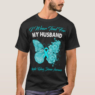 Butterfly Ich trage Aquamarin für mein Ehemann pol T-Shirt