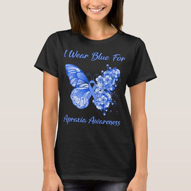 Butterfly Ich trage Blau für das Bewusstsein T-Shirt (Vorderseite)