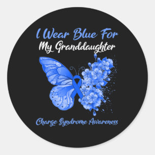 Butterfly Ich trage Blau für meine Großtochter-Lad Runder Aufkleber