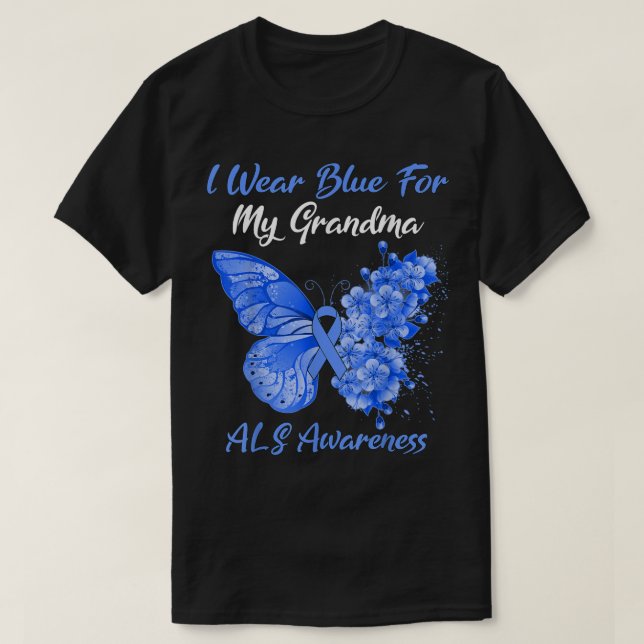 Butterfly Ich trage Blau für meine Oma ALS Awarene T-Shirt (Design vorne)