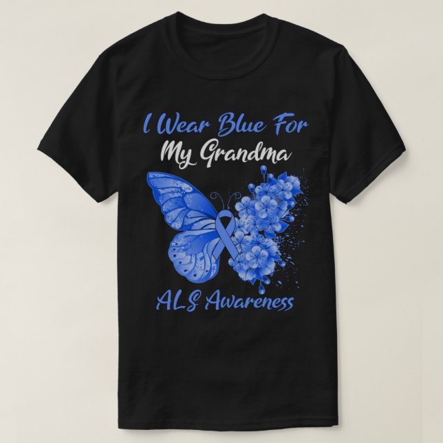 Butterfly Ich trage Blau für meine Oma ALS Awarene T-Shirt (Design vorne)