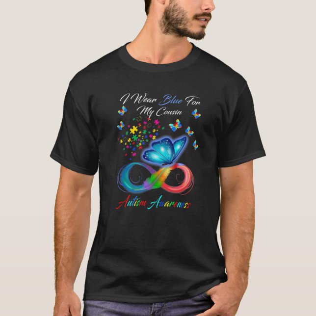 Butterfly Ich trage Blau für meinen Cousin Autismu T-Shirt (Vorderseite)