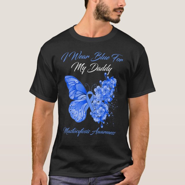 Butterfly Ich trage Blau für meinen Daddy Mastocyt T-Shirt (Vorderseite)