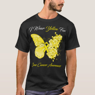 Butterfly Ich trage Gelb für Knochenkrebs-Bewussts T-Shirt