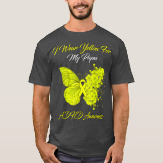 Butterfly Ich trage Gelb für mein Papa ADHS Bewuss T-Shirt