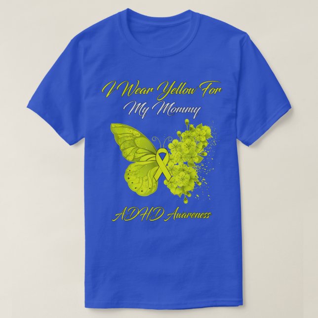 Butterfly Ich trage Gelb für meine Mama ADHD Aware T-Shirt (Design vorne)