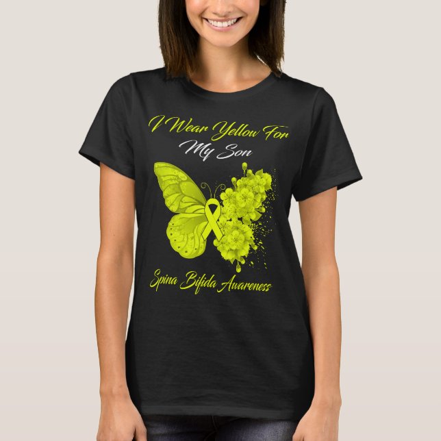 Butterfly Ich trage Gelb für meinen Sohn Spina Bif T-Shirt (Vorderseite)