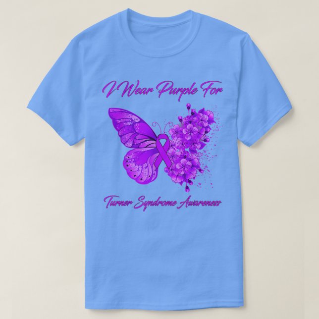 Butterfly Ich trage Lila für Turner Syndrom Awaren T-Shirt (Design vorne)