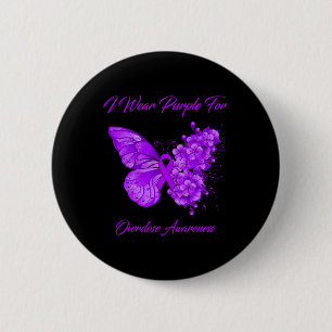 Butterfly Ich trage Lila für Überdosierungsbewusst Button