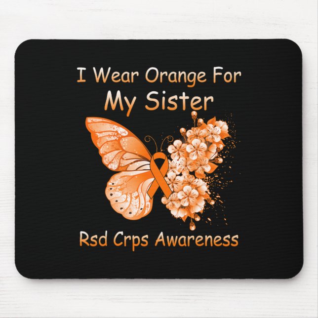Butterfly Ich trage Orange für meine Schwester Rsd Mousepad (Vorne)