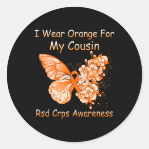 Butterfly Ich trage Orange für meinen Cousin Rsd C Runder Aufkleber