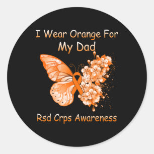 Butterfly Ich trage Orange für meinen Vater Rsd Cr Runder Aufkleber