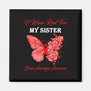 Butterfly Ich trage Rot für meine Schwester Gehirn Magnet