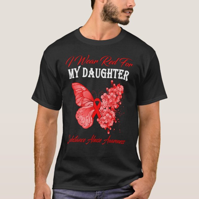 Butterfly Ich trage Rot für meine Tochter Substanz T-Shirt (Vorderseite)