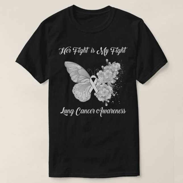 Butterfly Ihr Kampf ist mein Kampf Lungenkrebs Awa T-Shirt (Design vorne)