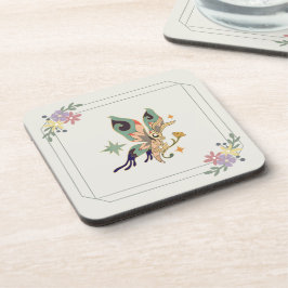 Butterfly Illustration, Beige Fairy Graphic Art Getränkeuntersetzer