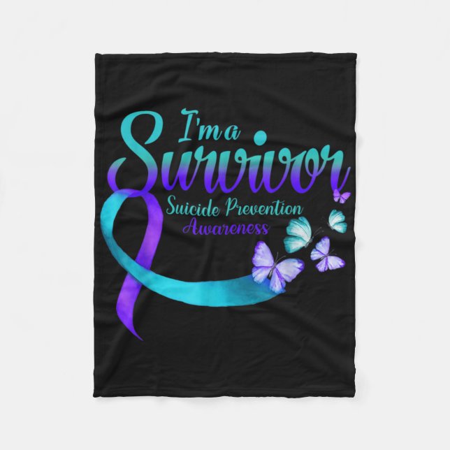 Butterfly Im A Survivor Suicide Prevention Awarene Fleecedecke (Vorderseite)