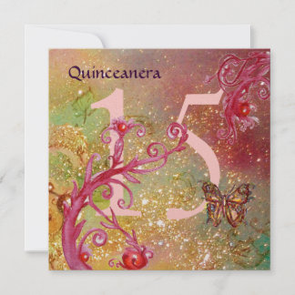 BUTTERFLY IN GOLD GLITZERN Quinceanera Geburtstag Einladung