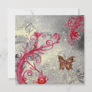 BUTTERFLY IN SPARKLE 2 Rotgold Metallische Hochzei Einladung