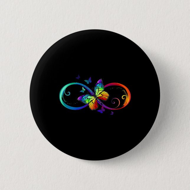 Butterfly Infinity Symbol Kunst Autismus Bewusstse Button (Vorderseite)